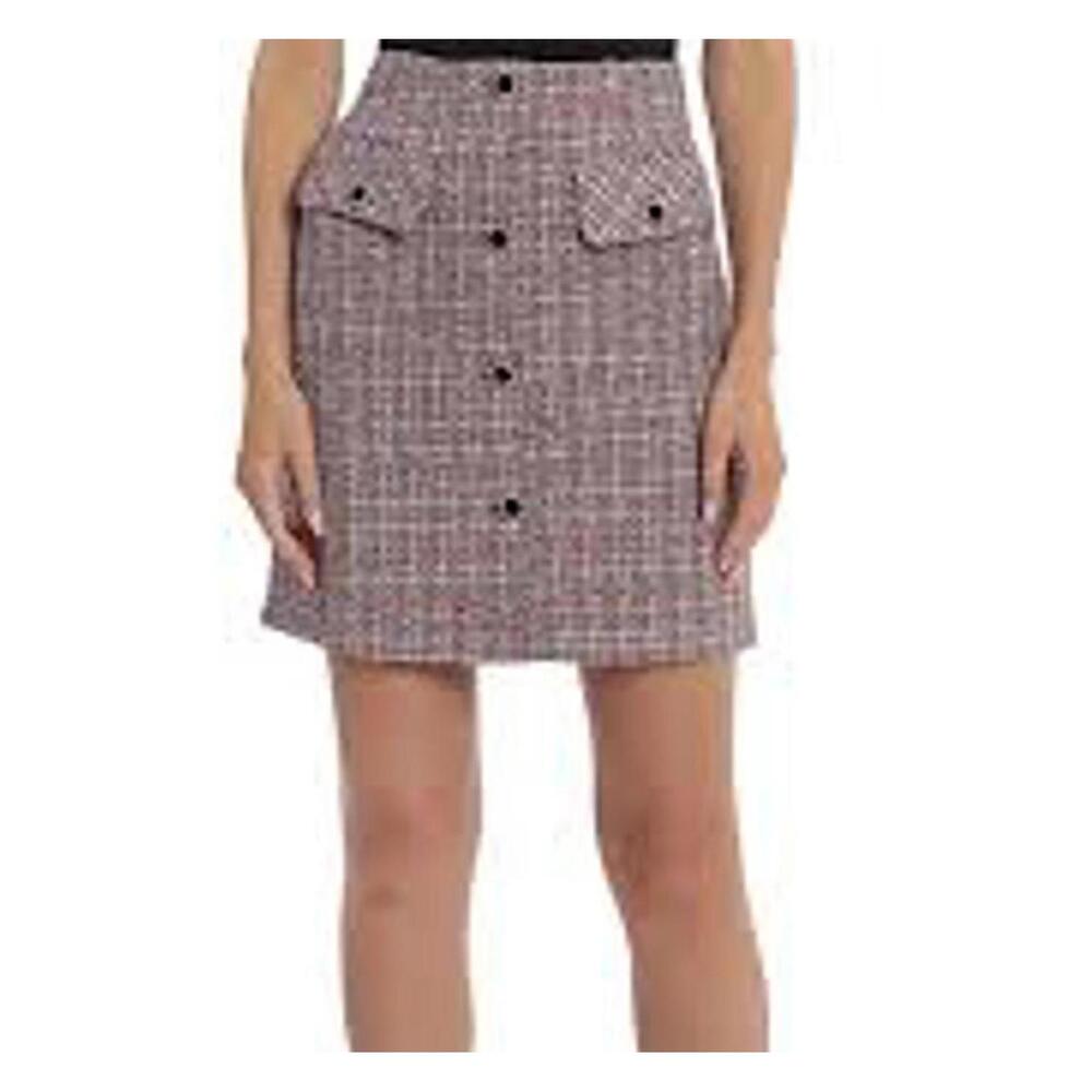Bagatelle Collection Short Tweed Pencil Skirt Black & Pink M